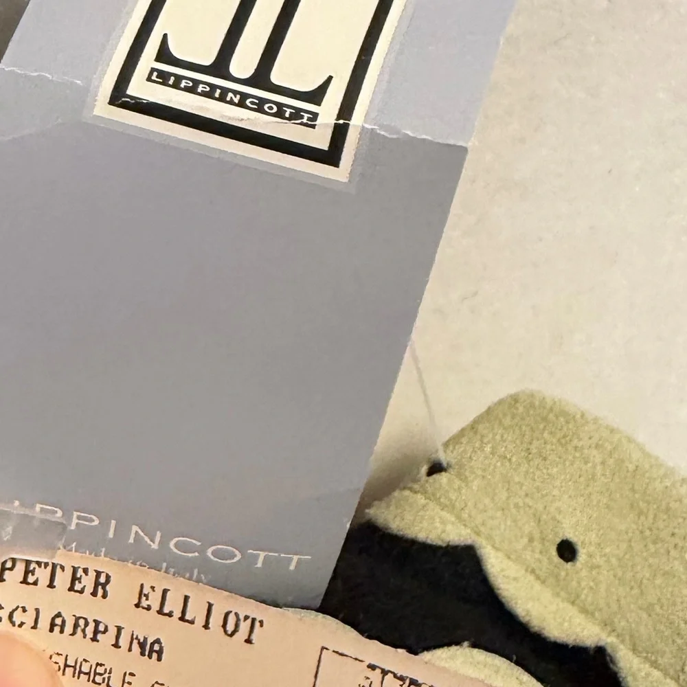Peter Elliot Lippincott Sciarpina Green Suede & Black Wool Scarf NWT